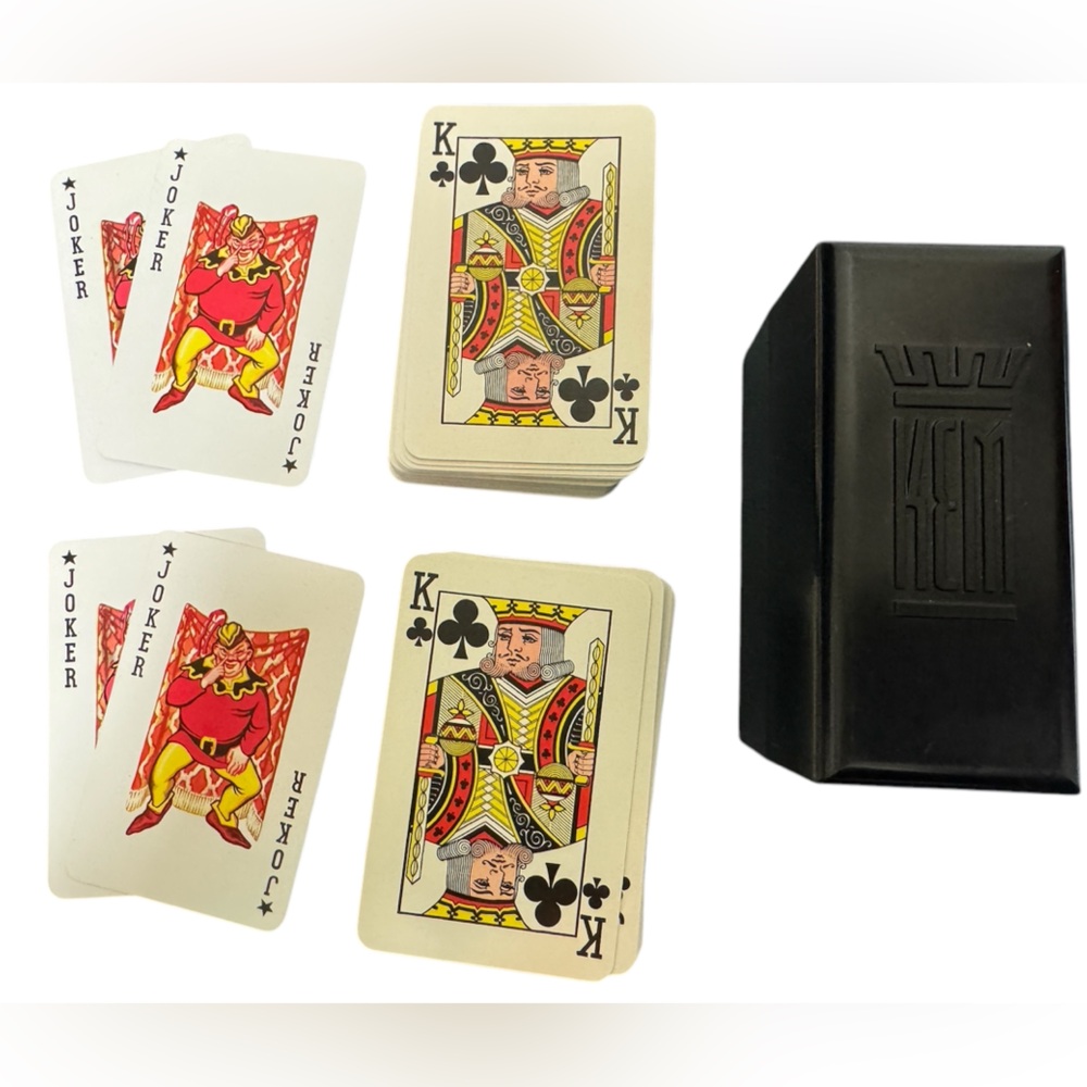 Vintage 1940s KEM Plastic Playing Cards 2 Decks In A Hard Plastic Black Case